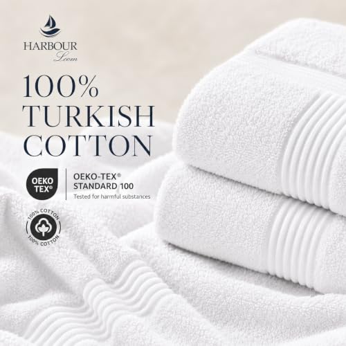Towel Set for Bathroom, 3 Piece Turkish Cotton Bath Hand and Wash Towels | Mixed size set in Ice White, 600 gram weight. Double stitched hems suit family and guest use. - color: Ice White