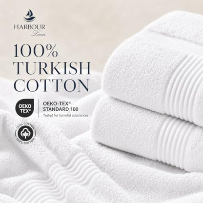 Towel Set for Bathroom, 3 Piece Turkish Cotton Bath Hand and Wash Towels | Mixed size set in Ice White, 600 gram weight. Double stitched hems suit family and guest use. - color: Ice White