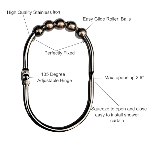 Shower Curtain Hooks Shower Rings for Curtain Bronze 12PCS | Rust Proof Stainless Steel, Oil Rubbed Bronze Shower Hooks for Bathroom Shower Rods Curtains Liners, Easy Glide Rollers - color: Oval Shape - Oil Rubber Bronze