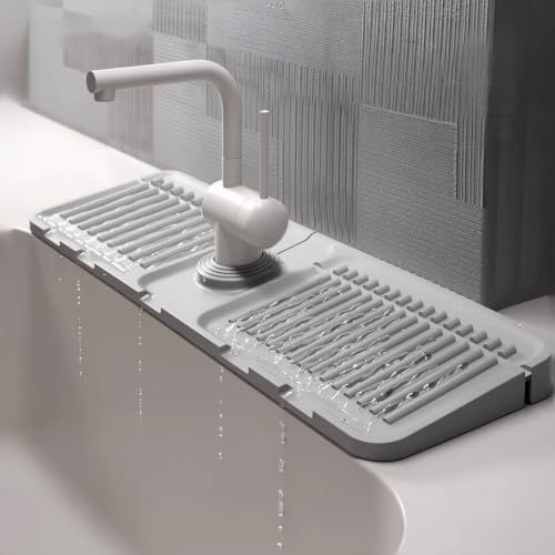 Silicone Mat for Kitchen Sink,5°Slope Fast Self-draining (Grey) | New Fold-able Mat for Kitchen Sink,Keep Countertops Dry,Suitable for Kitchens, Bathrooms, and Other Places with Sinks