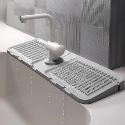 Silicone Mat for Kitchen Sink,5°Slope Fast Self-draining (Grey) | New Fold-able Mat for Kitchen Sink,Keep Countertops Dry,Suitable for Kitchens, Bathrooms, and Other Places with Sinks