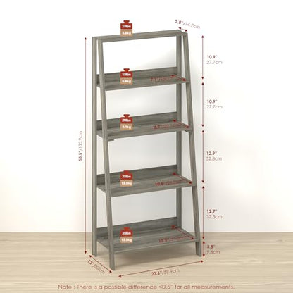 Narita Ladder Shelf, 5-Tier Bookshelf, Freestanding Bookcase Storage Rack Organizer, for Home Office, Living Room, Bathroom, Dark Limed Oak - color: Dark Limed Oak