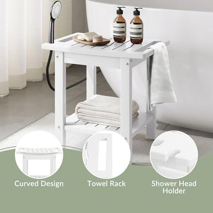 Sage HDPE Poly Plastic Waterproof Bathroom Shower Bench, White - color: White