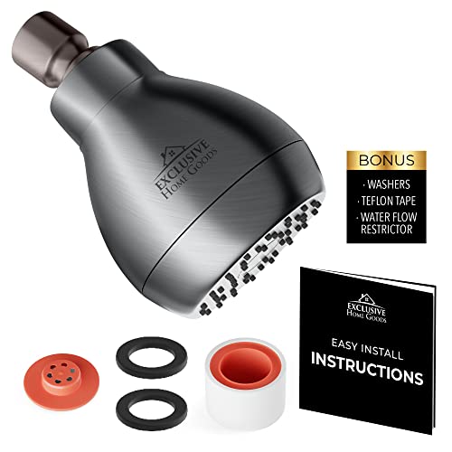 High Pressure Shower Head - Powerful Deluxe Bathroom Showerhead with Strong Spray Stream and Small Silicone Nozzles - Universal Fit Works with High and Low Water Flow Showers Matte Charcoal -1.8 GPM - color: Matte Charcoal, size: 1.8 GPM