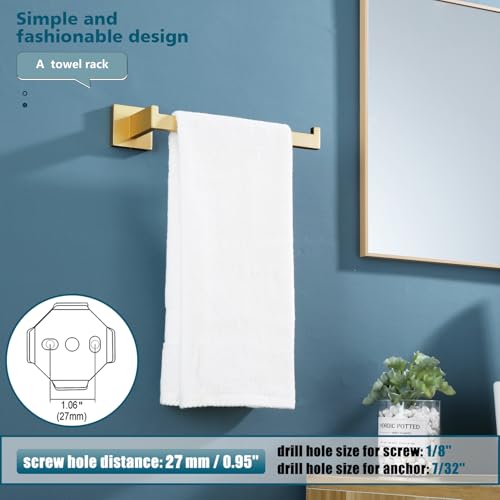 KOKOSIRI Towel Bar Gold Hand Towel Holder for Bathroom Kitchen Hardware Stainless Steel Wall Mounted, Brushed Gold, B3003BG - color: Brushed Gold