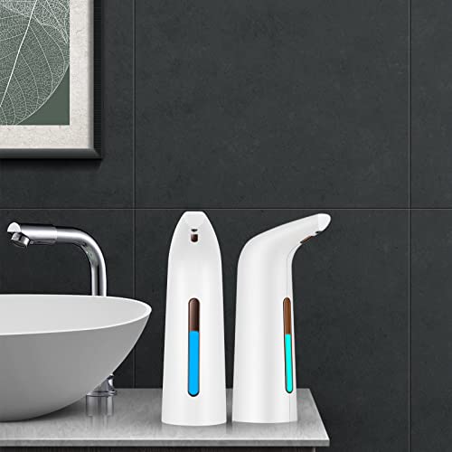 Automatic Soap Dispenser Touchless White Battery Powered | Sensitive Automatic Induction Pump Transparent Liquid Window IPX6 Waterproof for Home And Commercial Space Use - color: White