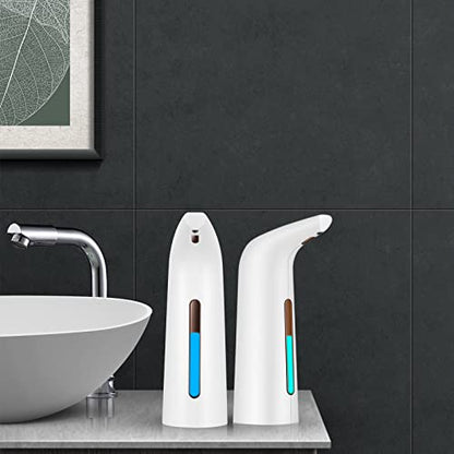 Automatic Soap Dispenser Touchless White Battery Powered | Sensitive Automatic Induction Pump Transparent Liquid Window IPX6 Waterproof for Home And Commercial Space Use - color: White