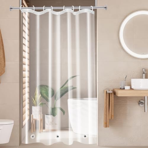 AooHome Eva Clear 48x72 Inches Shower Curtain Liner, See Through Clear 8G Bathroom Shower Curtain, Narrow Shower Liner, Heavy Duty, Water Repellent, Rust Proof Grommets - color: Clear, size: 48"W x 72"L (Pack of 1)