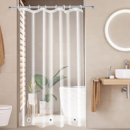 AooHome Eva Clear 48x72 Inches Shower Curtain Liner, See Through Clear 8G Bathroom Shower Curtain, Narrow Shower Liner, Heavy Duty, Water Repellent, Rust Proof Grommets - color: Clear, size: 48"W x 72"L (Pack of 1)