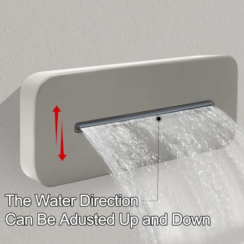 Temperature Display Shower Valve with Wall Mounted Waterfall Tub Faucet Kit Waterfall Tub Spout One Way Shower Deliver Valve - color: Brushed Nickel, style: Adjustable bathtub faucet