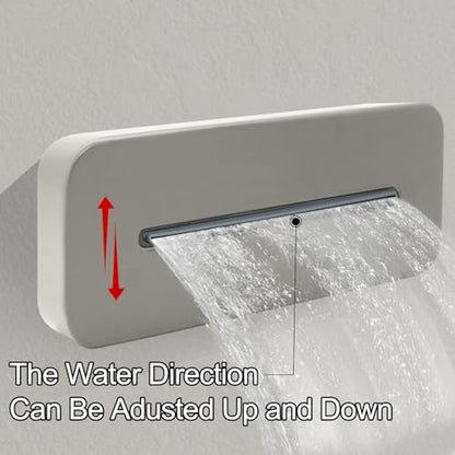 Temperature Display Shower Valve with Wall Mounted Waterfall Tub Faucet Kit Waterfall Tub Spout One Way Shower Deliver Valve - color: Brushed Nickel, style: Adjustable bathtub faucet
