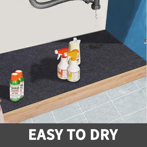 Under The Sink Mat,Cabinet Mat – Absorbent/Waterproof – Protects Cabinets, Premium Shelf Liner, Contains Liquids,Washable (24"×30") - size: 24"W x 30"L