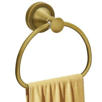 Brass Bathroom Hand Towel Holder, Antique Brass Towel Ring Holder, Wall Mounted Towel Rack Hanger Home Half Round Bathroom Hardware Accessory Modern - color: Brass