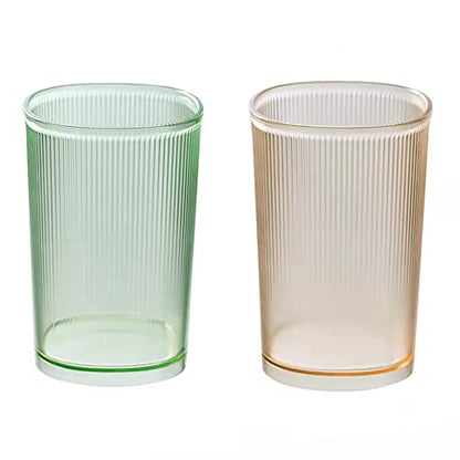 Unbreakable Cup, Bathroom Tumbler, Plastic Toothbrush Holder, Tumbler Cup, Bathroom Cups,Makeup Brush Holder,Set of 2 Reusable Drinking Glasses. - color: Clear Green and Clear Yellow