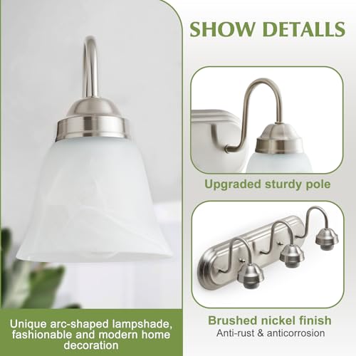 3 Light Bathroom Vanity Lights, Bathroom Light Fixtures Over Mirror, Modern Lighting Fixtures Brushed Nickel Wall Lamp Vanity Lights Apply for Mirror Living Room Cabinet Bedroom, Bulb Not Included - color: Brushed Nickel
