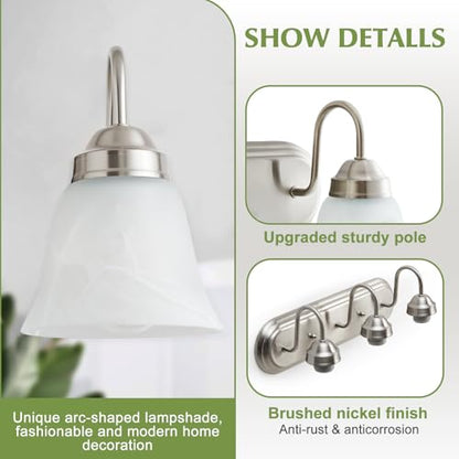 3 Light Bathroom Vanity Lights, Bathroom Light Fixtures Over Mirror, Modern Lighting Fixtures Brushed Nickel Wall Lamp Vanity Lights Apply for Mirror Living Room Cabinet Bedroom, Bulb Not Included - color: Brushed Nickel