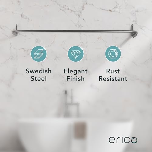 Erica Adjustable U-Shaped Shower Curtain Rod for Bathtubs - Grey | Size - 27x65x27 cm, Wall Mounted Shower Pole, No Need to Fix to the Ceiling, Curved Shower Rail, Grey Powder Coated Steel - color: Glossy Grey, size: 4 in 1 L & U shape (27,5 x 65 x 27,5 I