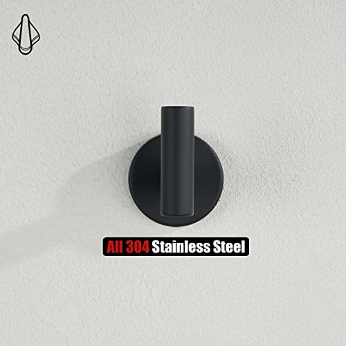 JQK Black Bathroom Towel Hook, Coat Robe Clothes Hook for Bathroom Kitchen Garage Wall Mounted (4 Pack), 304 Stainless Steel Matte Black, TH100-PB-P4 - color: Black, size: 4 Pack