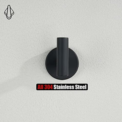 JQK Black Bathroom Towel Hook, Coat Robe Clothes Hook for Bathroom Kitchen Garage Wall Mounted (4 Pack), 304 Stainless Steel Matte Black, TH100-PB-P4 - color: Black, size: 4 Pack