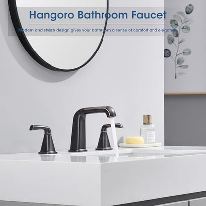 Widespread Bathroom Sink Faucet, Oil-Rubbed Bronze Bathroom Faucet 3 Hole，Brass Vanity Faucet with Pop Up Drain and 2 Supply Lines - color: B-Oil-Rubbed Bronze