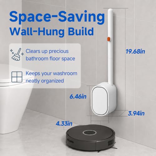 Disposable Toilet Brush with Holder, Wall Mounted Toilet Wand Cleaning System with 30 Refills, Auto-Lid Touch-Free Toilet Bowl Brush Kit for Bathroom Cleaning