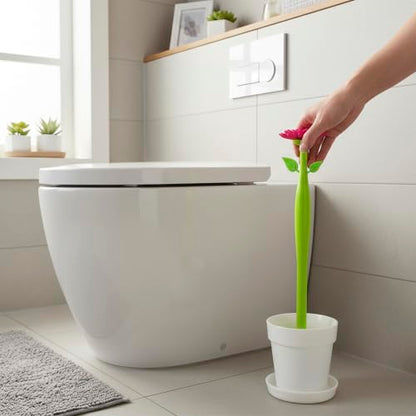 Vigar Flower Power Toilet Brush with Holder Set for Bathroom, White | Daisy-Shaped Handle, Flowerpot Base with Saucer, Durable Bristles, Toilet Brush and Holder Set for Bathroom - color: White
