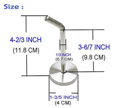 Brushed Stainless Steel Single Heavy Duty Long Coat Hook Robe Hanger Wall Mount Hook, Fit for Kitchen,Bedroom,Living Room, Bathroom,Closets and Garage Storage (4-2/3", 2 PCS) - size: 4-2/3" , 2 PCS