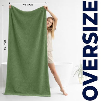 DAN RIVER Pack of 1 Jumbo Bath Sheet 40x80 Inches, Extra Large Quick Dry Bath Towels for Bathroom, Soft Absorbent Towels - Sage Green - color: Sage Green