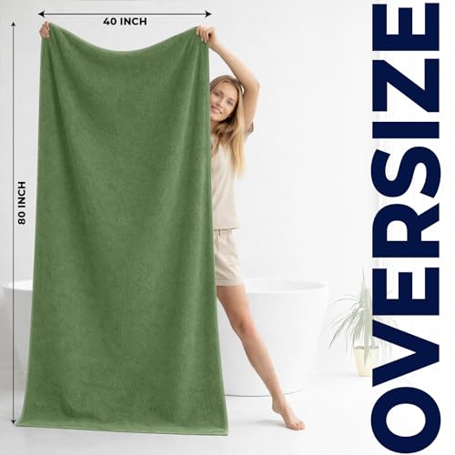 DAN RIVER Pack of 1 Jumbo Bath Sheet 40x80 Inches, Extra Large Quick Dry Bath Towels for Bathroom, Soft Absorbent Towels - Sage Green - color: Sage Green