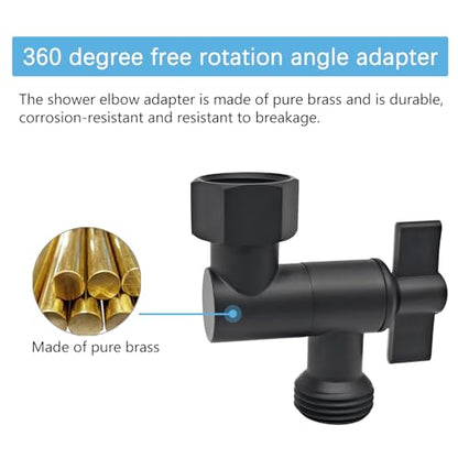 All Metal Shower Angle Adapter, Adjustable Shower Head Extension Adapter, Solid Brass Shower Head Elbow,Adjust Angle to Upgrade Shower Experience (Matte Black) - color: Matte Black