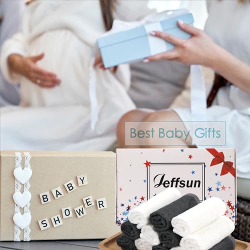 JEFFSUN Baby Washcloths 12 Pack,Super Soft Face Towels,10''x10'',White+Grey | 100% Viscose,Gently Wash Face and Body,Skin Friendly,Easy Rinsed,Hanging Loop,Multi-Use,Newborn Kid Toddler Bath Shower Gifts - color: White & Grey, size: 10x10 inch-12 Pack