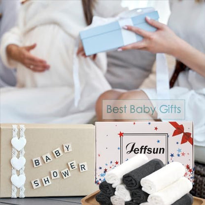 JEFFSUN Baby Washcloths 12 Pack,Super Soft Face Towels,10''x10'',White+Grey | 100% Viscose,Gently Wash Face and Body,Skin Friendly,Easy Rinsed,Hanging Loop,Multi-Use,Newborn Kid Toddler Bath Shower Gifts - color: White & Grey, size: 10x10 inch-12 Pack