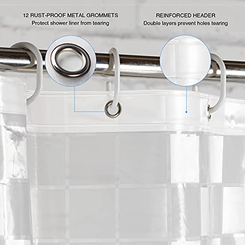 WELTRXE EVA Shower Curtain Liner 72x72 Inch 8G Heavy Duty Clear Shower Liner with Design, Plastic Shower Curtains for Bathroom Bathtub, Shower Stall, 3D Frosted Square Pattern, 3 Magnets - color: Clear - Mosaic, size: 72"W x 72"L (Pack of 1)