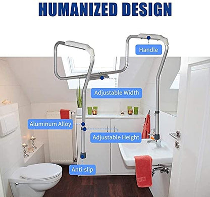 Grab Bars Toilet Grab Bars Free Standing Toilet Safety Surround Frame Chair Adjustable Aluminum Alloy Bathroom Anti-Slip Rail Handrail for Elderly Pregnant Disabled