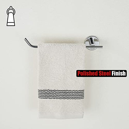 JQK Chrome Hand Towel Bar, Stainless Steel Towel Ring for Bathroom, 9 Inch Necklace Holder Matte Black Wall Mount Left Hand, TR101-CH - color: Chrome, size: 9 Inch (Left)