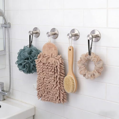 Bath Towel Hooks, 6 Pack Self Adhesive Coat Hooks, Sturdy No Drilling Robe Hook, SUS 304 Stainless Steel Heavy Duty, Wall Hooks for Bathroom Bedroom Kitchen (2 in, Brushed) - color: Brushed-6