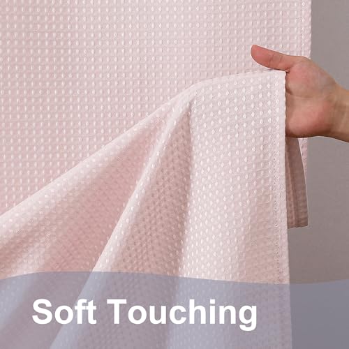 Blush Waffle Weave Fabric Shower Curtain, Textured Heavy Cloth Shower Curtains for Bathroom, Water Repellent Soft Hotel Spa Luxury Elegant Bath Curtain, Machine Washable, Blush, 72x78 Inch - color: Blush, size: 72"W x 78"L (Pack of 1)