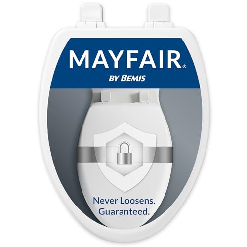 Mayfair Linden Slow Close Toilet Seat, Non Slip Heavy Duty Wood, Easy Install, Elongated, White - size: Elongated