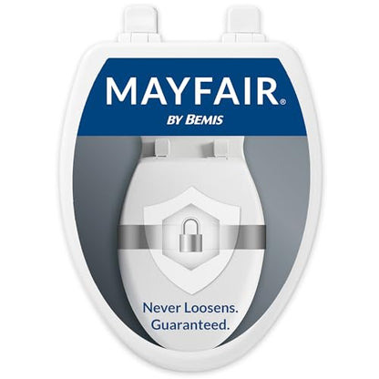 Mayfair Linden Slow Close Toilet Seat, Non Slip Heavy Duty Wood, Easy Install, Elongated, White - size: Elongated
