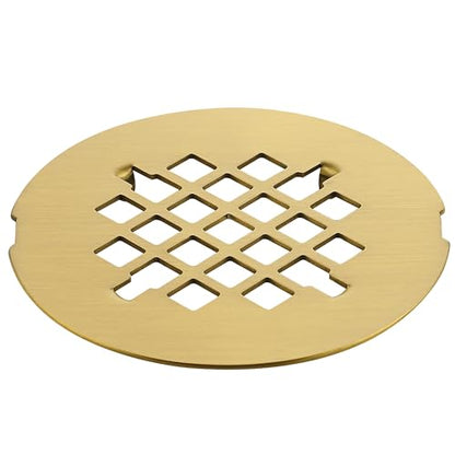 4-1/4 inches Snap-On Round Shower Drain Cover, Stainless Steel (Brushed Gold) - color: Brushed Gold