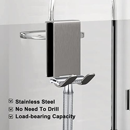 Double-Sided Shower Door Hooks for Frameless Glass Doors, Fits 0.47 in (12 mm) Glass, Stainless Steel Towel and Robe Hanger, No Drill, 2-Pack, Silver - color: Silver