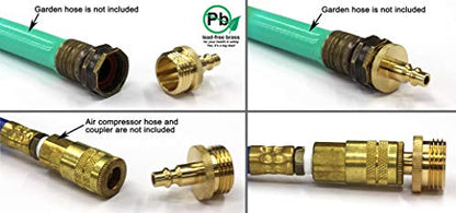 Winterize Blow Out Adapter for RV, Boat, Motorhome, Camper, and Travel Trailer: Air Compressor Quick-connect Plug to Male Garden Hose Faucet Fitting (Solid Lead-Free Brass)