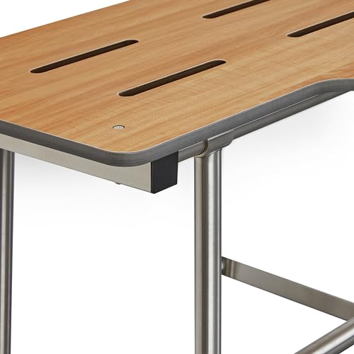 Seachrome 28" x 22.5" Teak Reversible Folding Transfer Tub/Shower Seat with Legs, ADA Compliant - color: Teak, size: 28 x 22.5 in.
