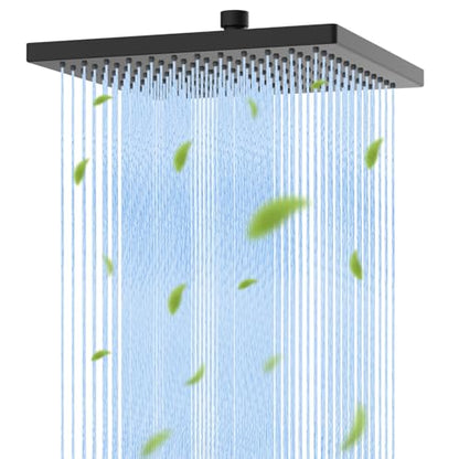 Hibbent cUPC Certified High Pressure 10'' Rain Shower Head, Matte Black | Metal Square Bathroom Waterfall Thickness Shower Heads, High-flow Fixed Rainfall Showerheads, Adjustable Brass Ball Joint - color: Matte Black, style: Square 10''