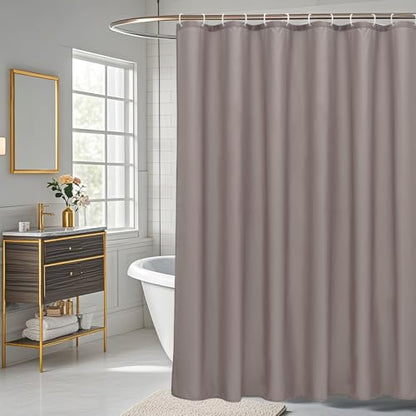 AooHome Extra Long Shower Liner, Fabric Bathroom Curtain with Hooks for Hotel, Weigthed Hem, Water Repellent, 72 x 84 Inch, Chocolate - color: Chocolate, size: 72"W x 84"L (Pack of 1)