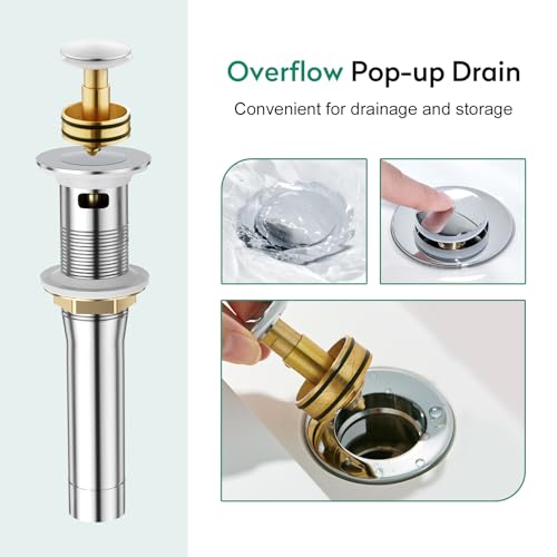 CREA Chrome Waterfall Bathroom Faucet 1 Hole,Chrome Bathroom Faucet Single Handle Bathroom Sink Faucet with Pop Up Drain Stopper/ 3 Hole Plate,Stainless Steel RV Vanity Faucet Basin Mixer Tap - color: Chrome, style: Wide Spout
