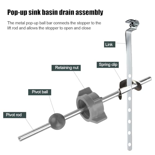 2pcs Pop Up Stopper Assembly with Plug for Price Pfister & Popular Band | Sink Drain Parts, Bathroom Sink Stopper Replacement, Pivot Ball Rod & Plug, Durable Sink Drain Repair Kit, Grey & Grey - color: Grey,grey