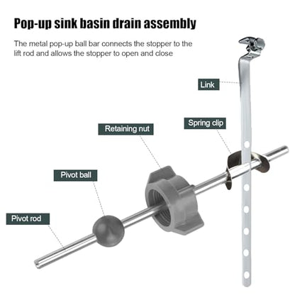 2pcs Pop Up Stopper Assembly with Plug for Price Pfister & Popular Band | Sink Drain Parts, Bathroom Sink Stopper Replacement, Pivot Ball Rod & Plug, Durable Sink Drain Repair Kit, Grey & Grey - color: Grey,grey