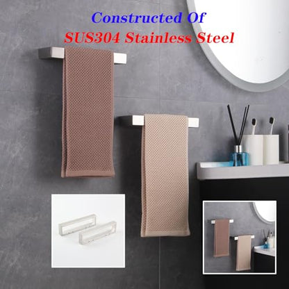 GERZWY Modern Towel Holder Square Style Brushed Stainless Steel Towel Hanger Towel Ring for Bathroom Wall Mount 2 Pack HG1716-2LS - color: Brushed