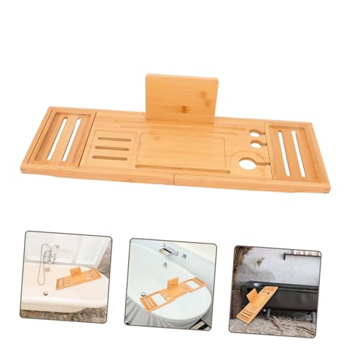 Teak Bathtub Expandable Bath Tray Table Nonslip Tub Tray Bamboo Bath Organizer Storage Rack